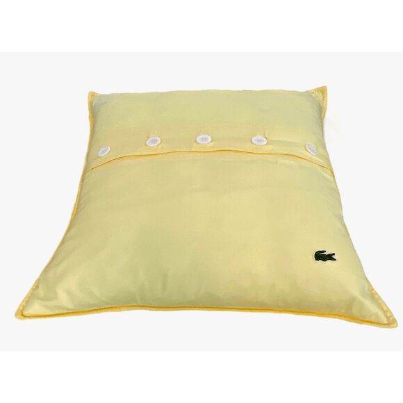 Lacoste Yellow Button Throw Pillow 18" Square Duck Down Feather Insert - Picture 4 of 6